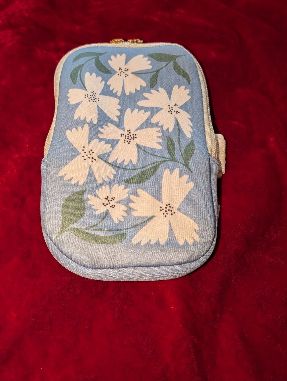 Floral Print Light Blue Pouch